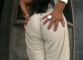 A hot Latina displays her huge ass. It is masked surrounding tight clothes, at the void of one's tether we can see all the sexy crevices as the camera is going around it to display it from all angles.